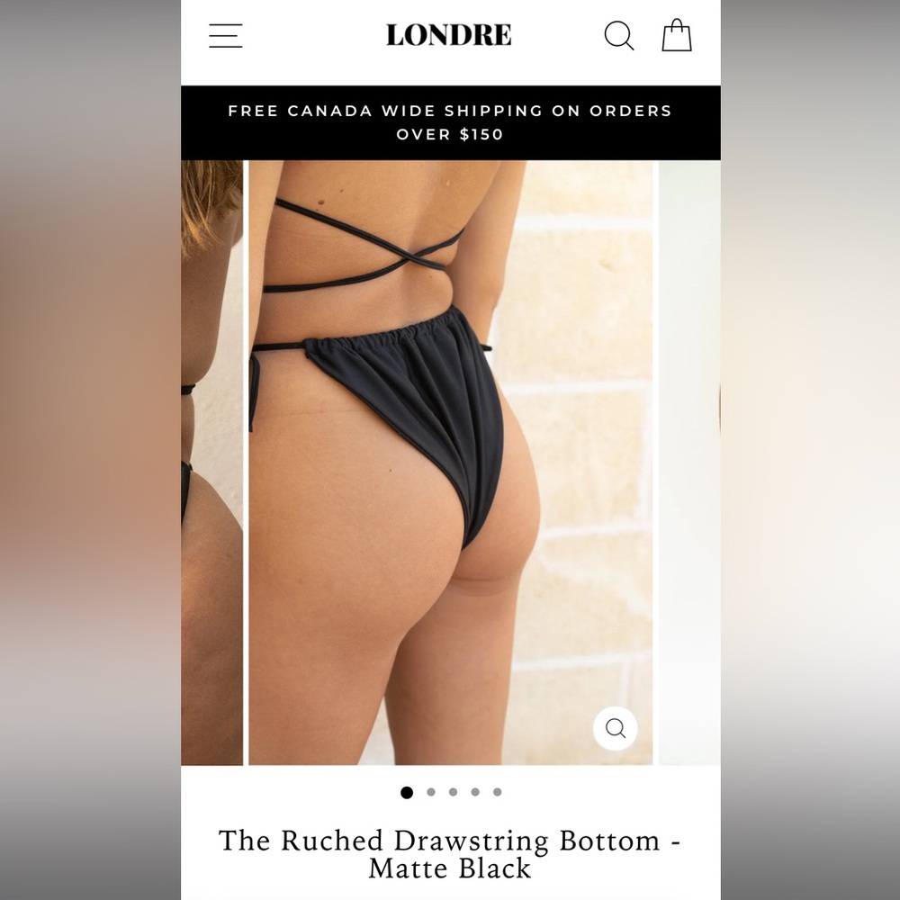 Londre Bodywear Ruched Drawstring Bikini Bottoms